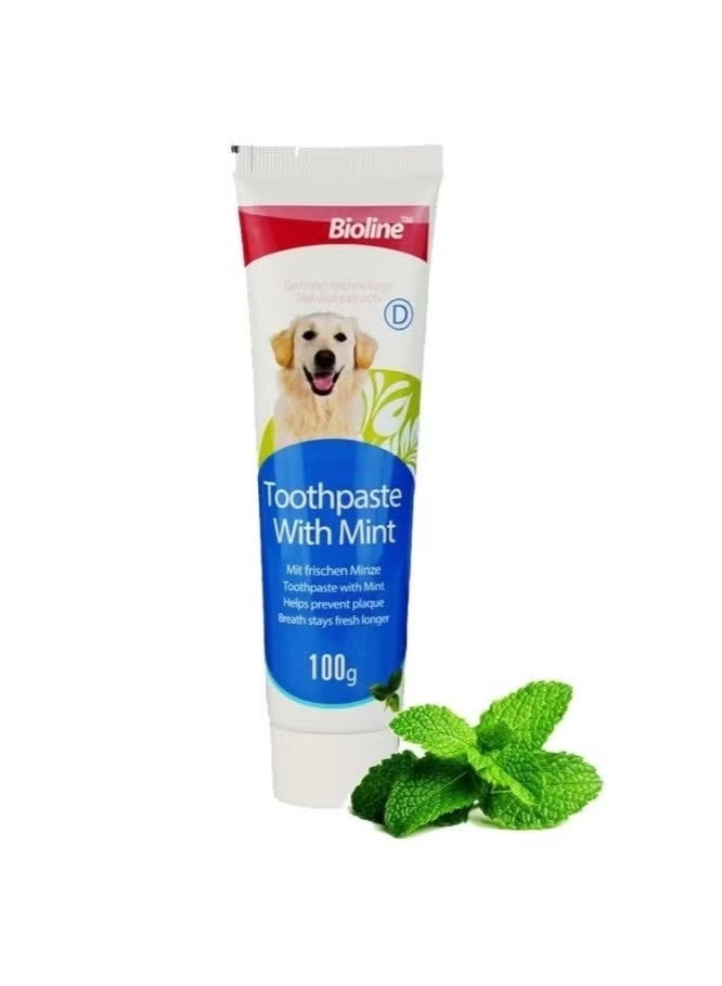 Bioline Dental Care Set Mint Flavor Toothpaste And Toothbrush Pet Oral Teeth Cleaning Set 2X100g - Image 3